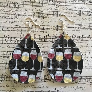 Wine Lovers faux leather earrings